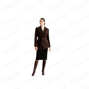 🤎 Alfani 100% Leather Belted Blazer Jacket – Size M – EUC